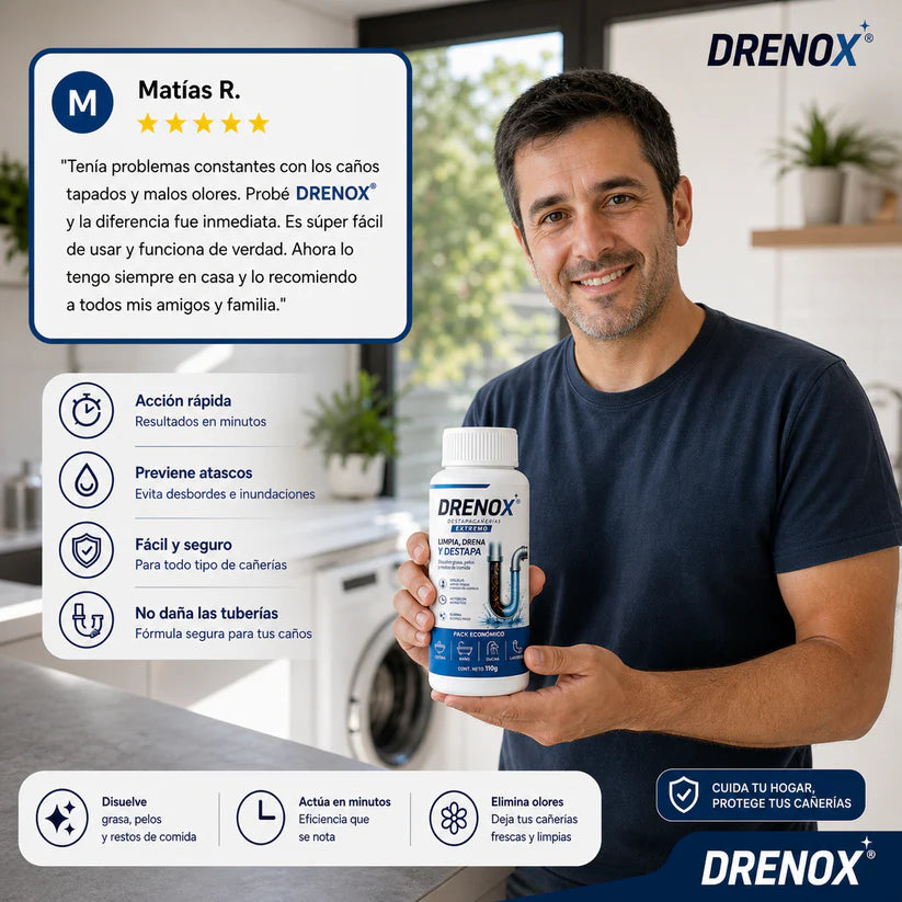 DRENOX® Destapacañerías – Eliminá obstrucciones en Minutos