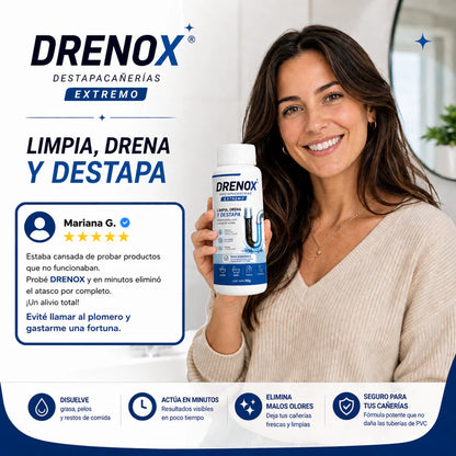 DRENOX® Destapacañerías – Eliminá obstrucciones en Minutos